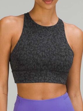 Women’s 6 Lululemon Energy High-Neck Longline Tough Bra Intertwined Camo Deep